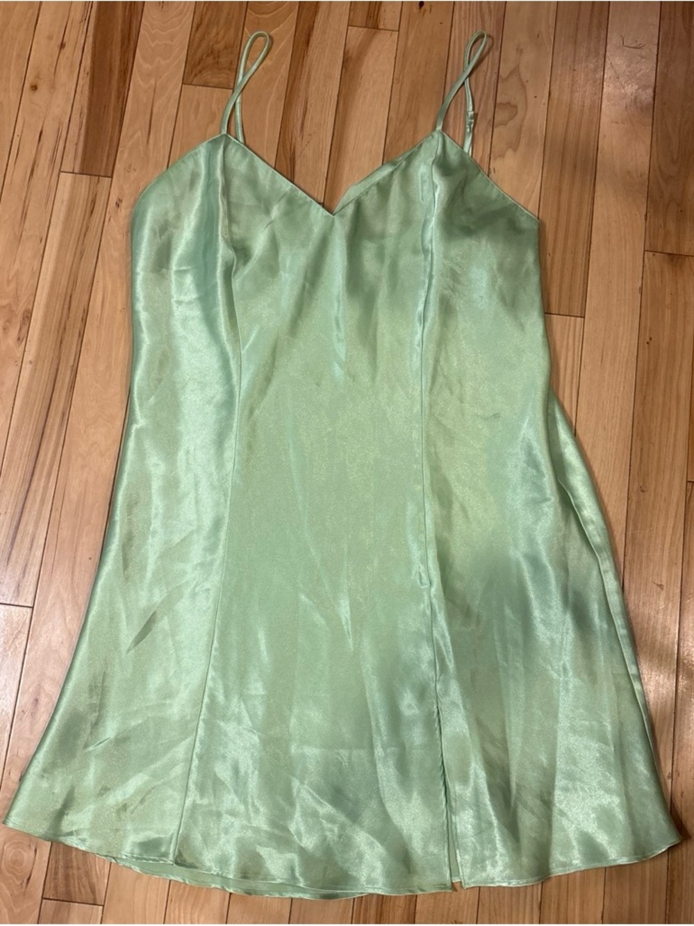 Light Green Satin Slip Mini Dress - Brand:
